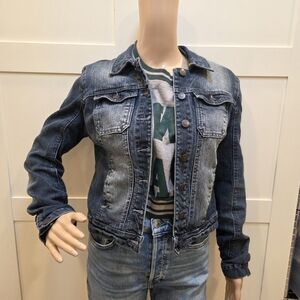 American Rag Cie Women's Trucker Denim Jacket Soft Stretch Fit Faded Size L